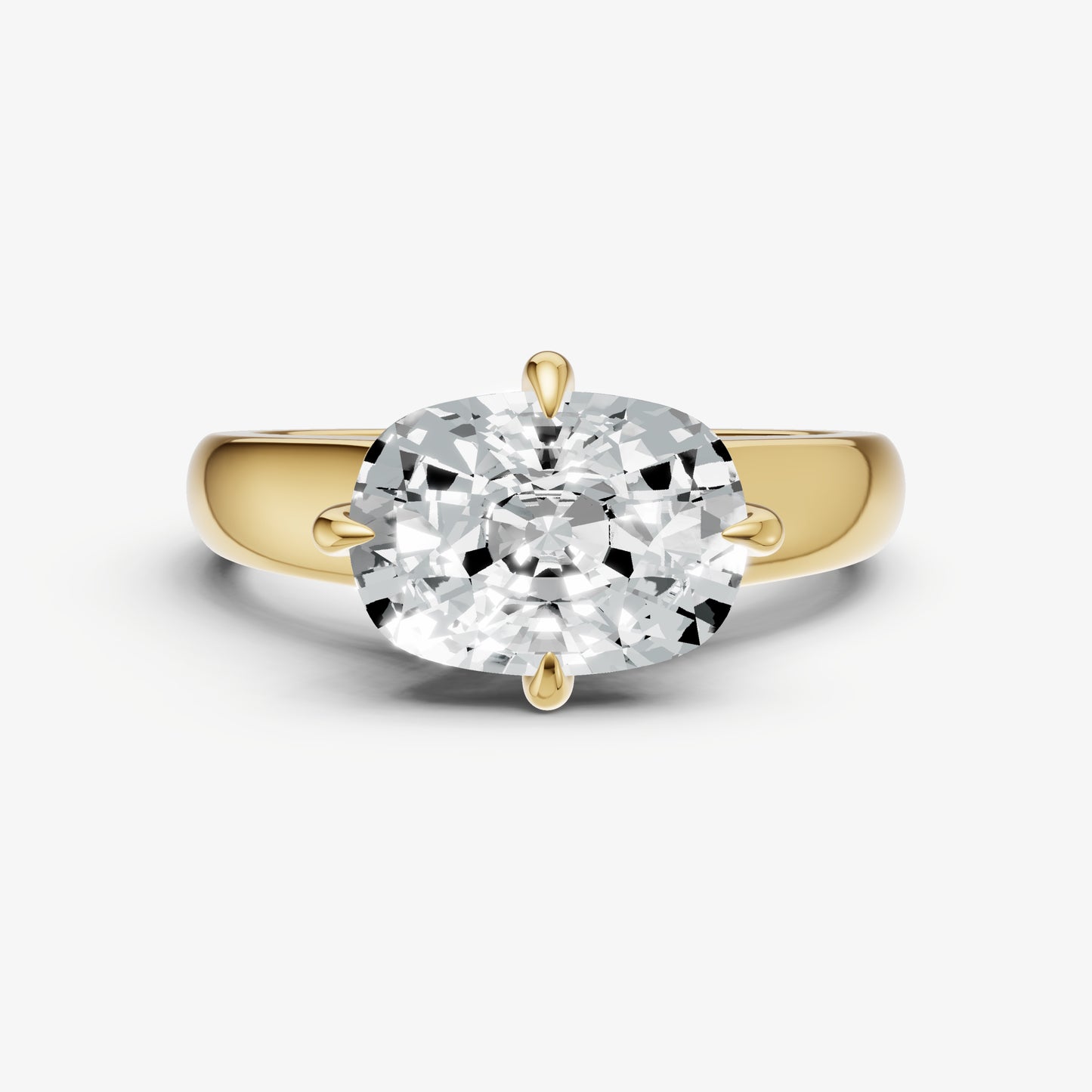 Old Miner East-West Oval Compassss Set Engagement Ring