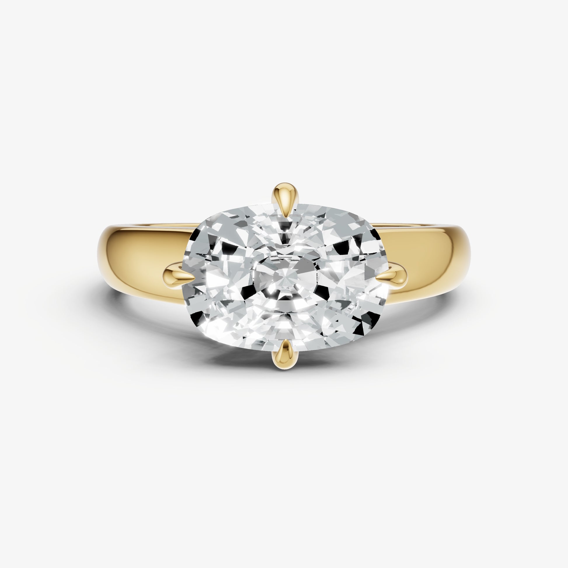 Old Miner East-West Oval Compassss Set Engagement Ring