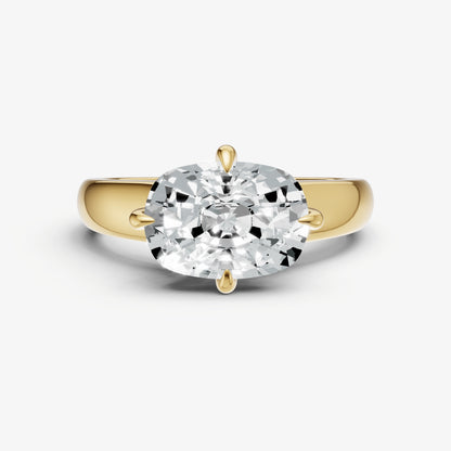 Old Miner East-West Oval Compassss Set Engagement Ring