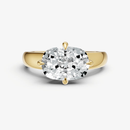 Old Miner East-West Oval Compassss Set Engagement Ring