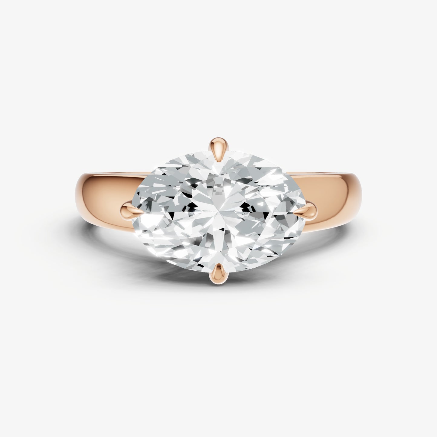 Oval East-West Oval Compassss Set Engagement Ring