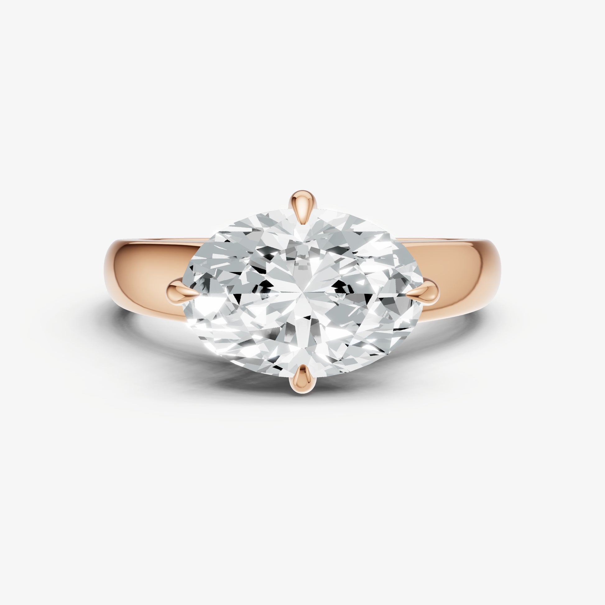 Oval East-West Oval Compassss Set Engagement Ring