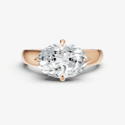 Oval East-West Oval Compassss Set Engagement Ring