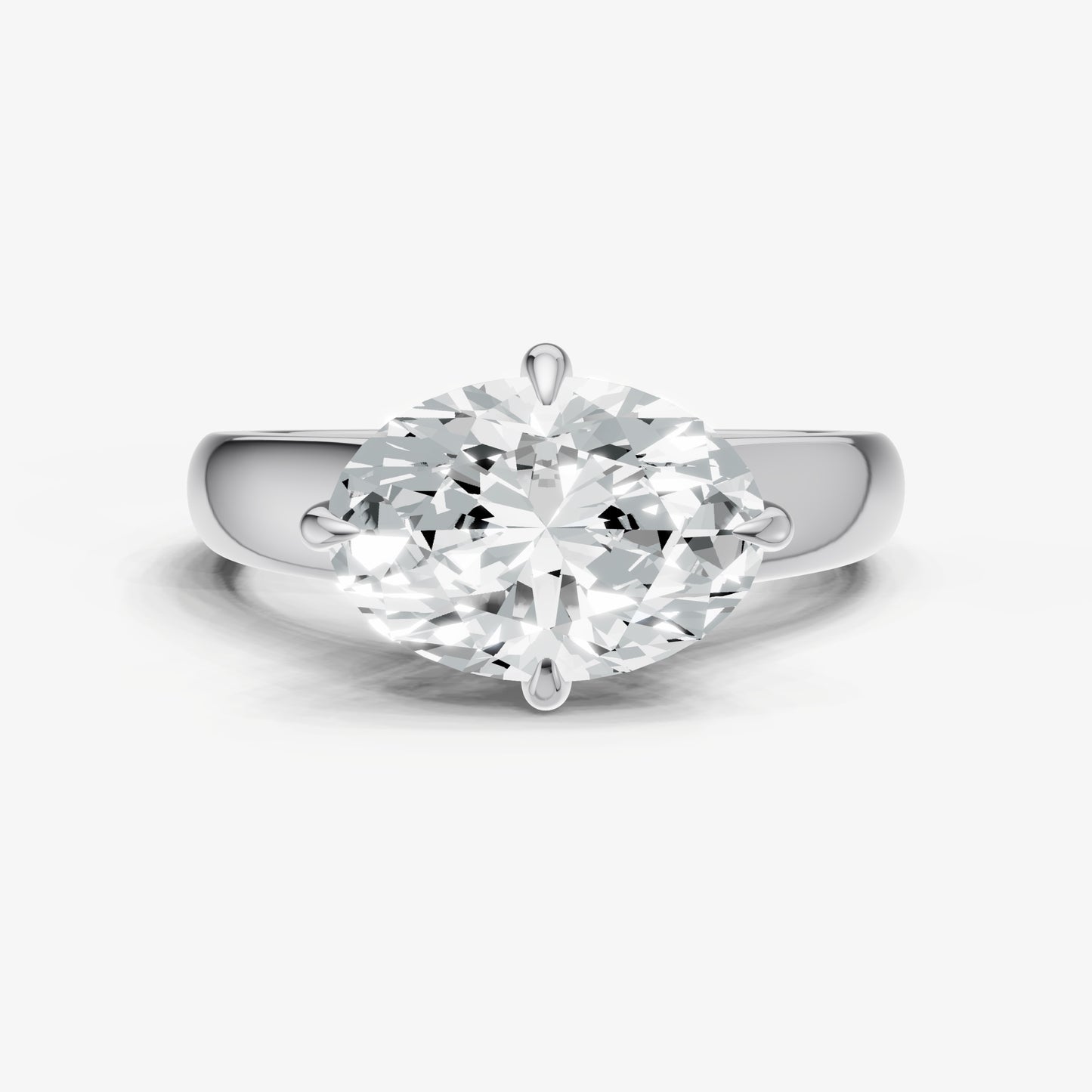 Oval East-West Oval Compassss Set Engagement Ring