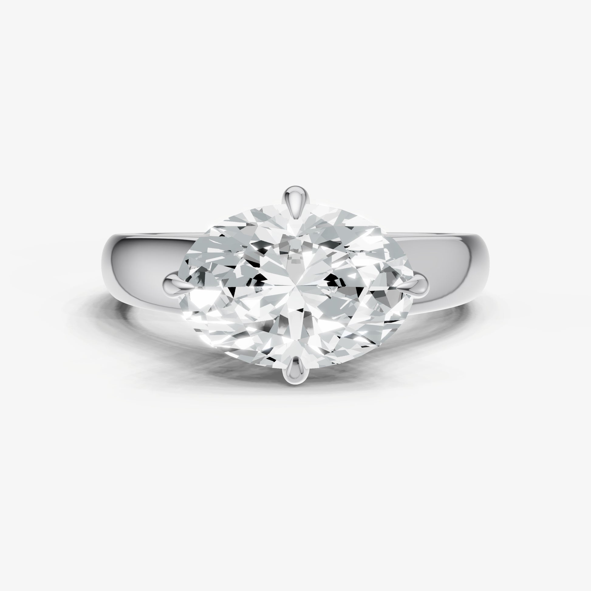 Oval East-West Oval Compassss Set Engagement Ring