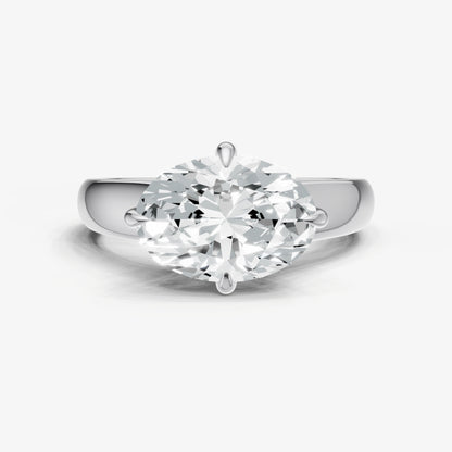 Oval East-West Oval Compassss Set Engagement Ring