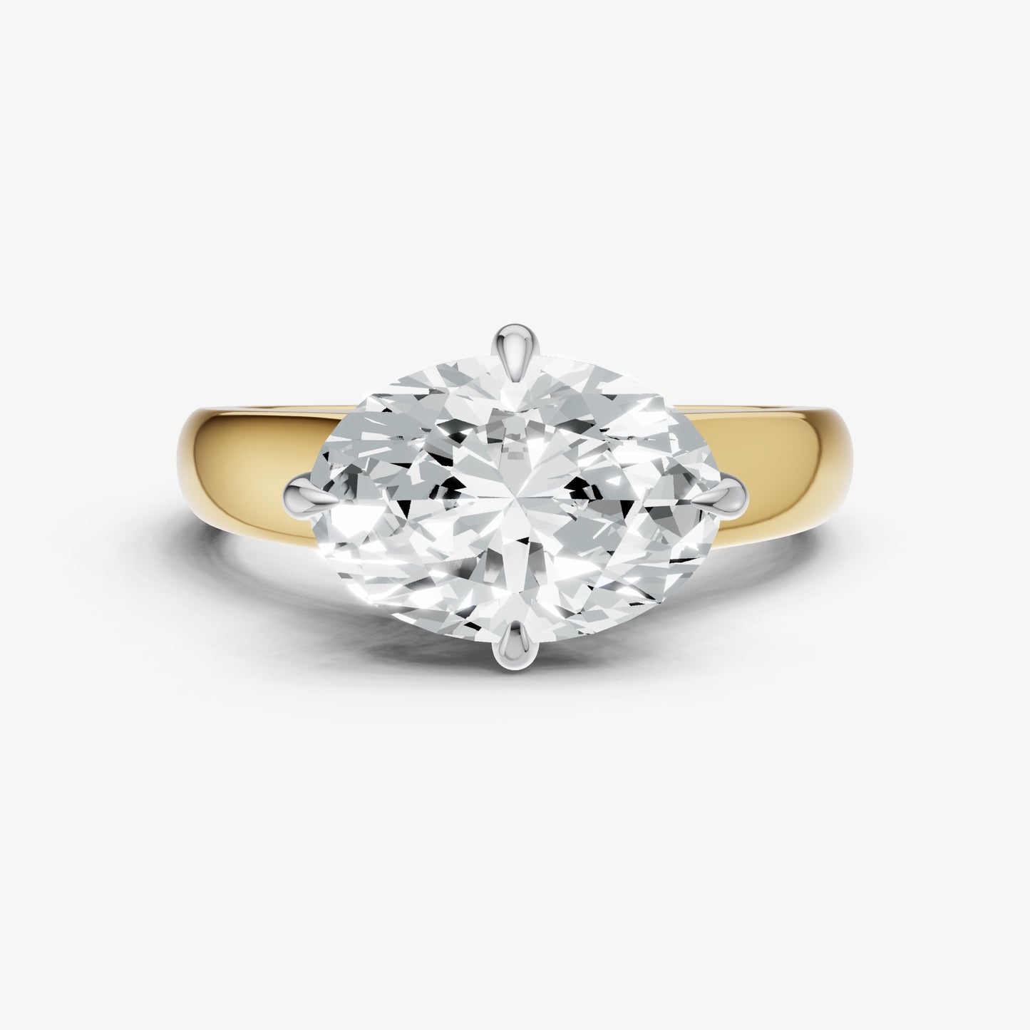Oval East-West Oval Compassss Set Engagement Ring
