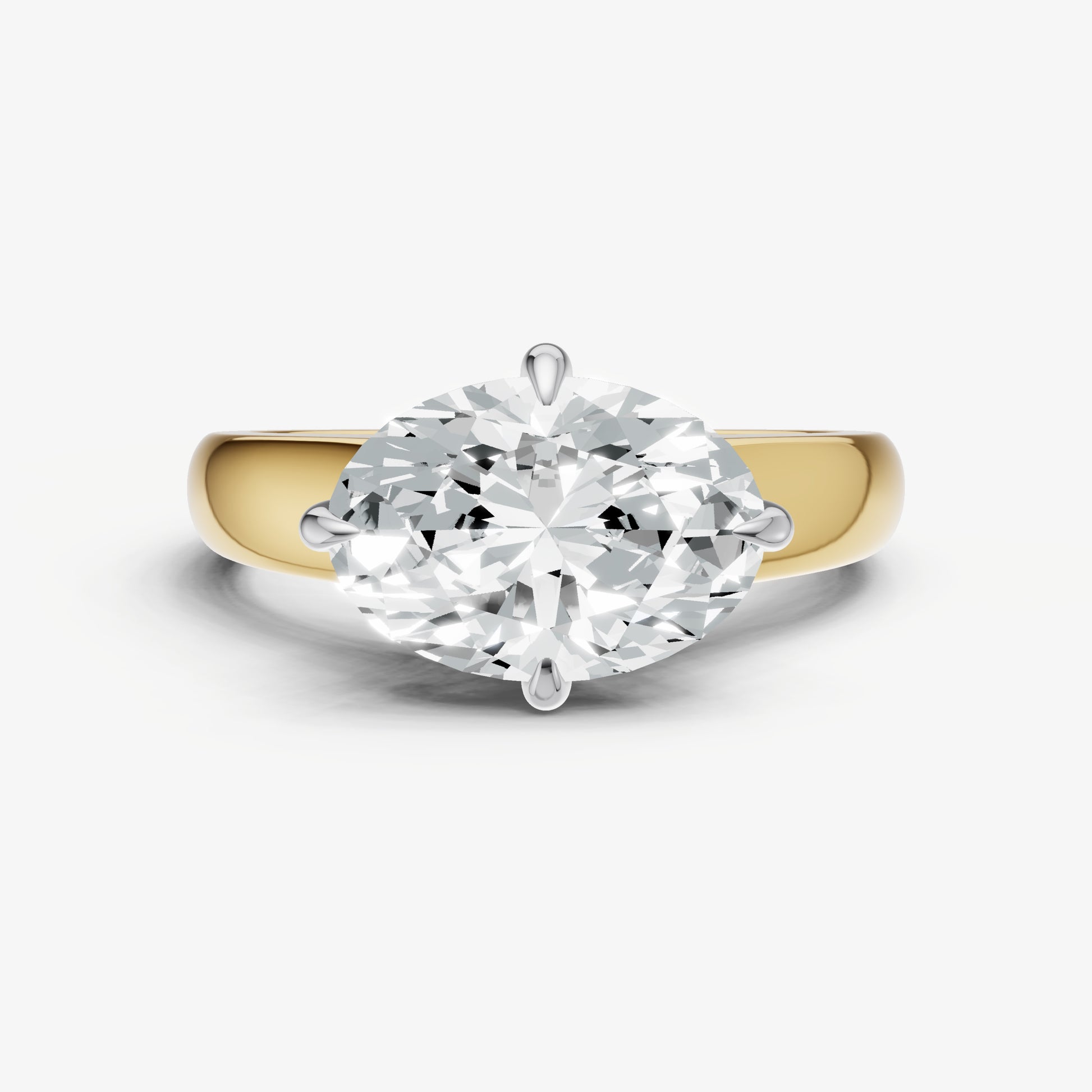 Oval East-West Oval Compassss Set Engagement Ring