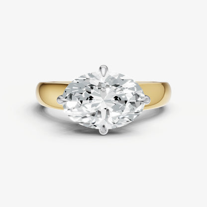 Oval East-West Oval Compassss Set Engagement Ring