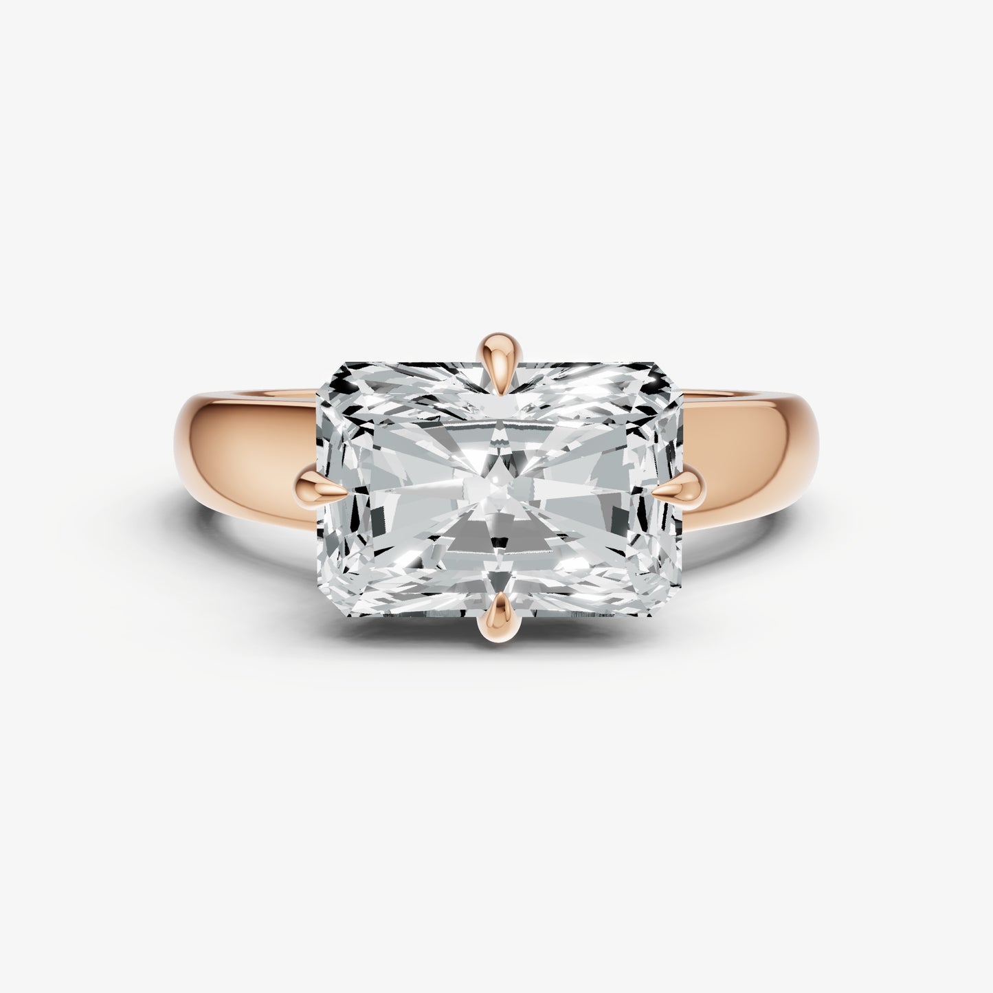 Radiant East-West Oval Compassss Set Engagement Ring
