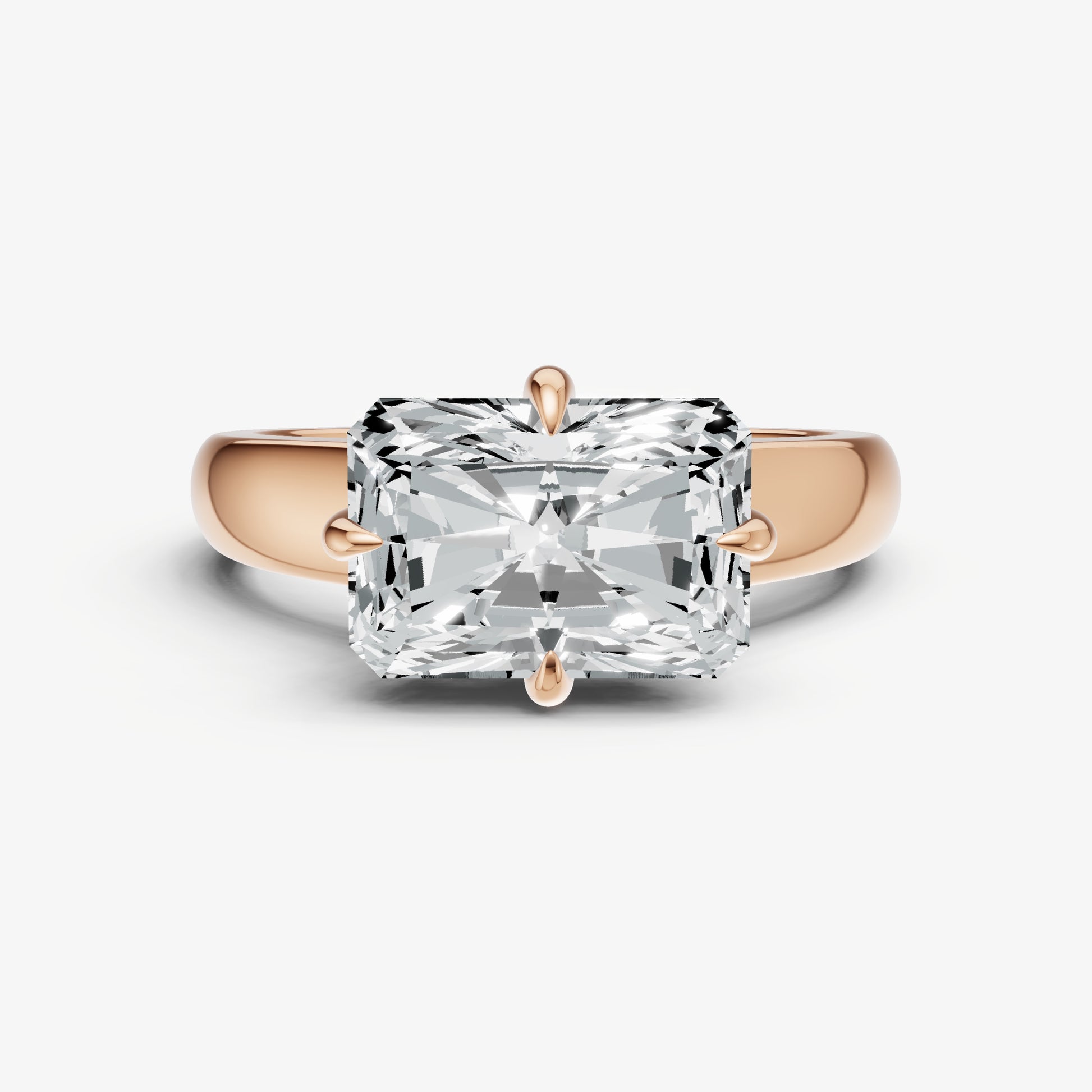 Radiant East-West Oval Compassss Set Engagement Ring