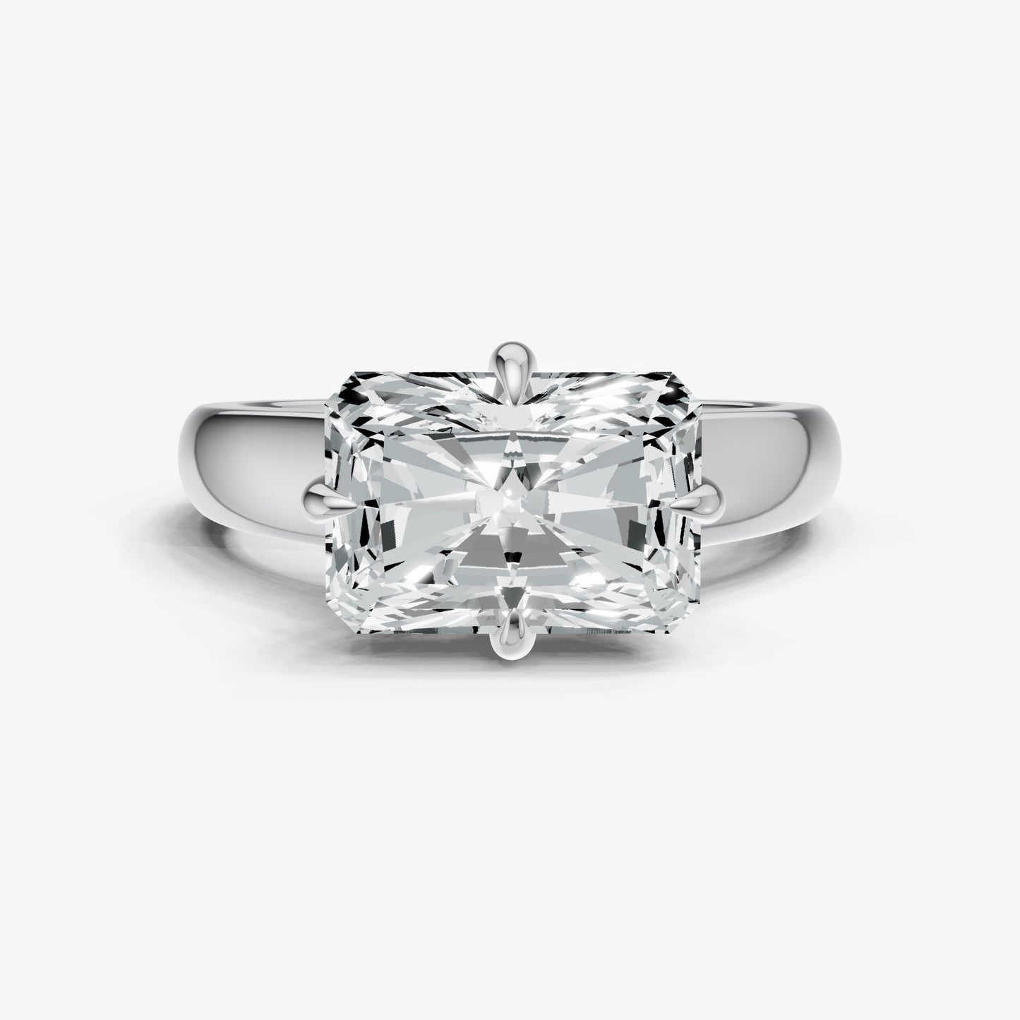 Radiant East-West Oval Compassss Set Engagement Ring