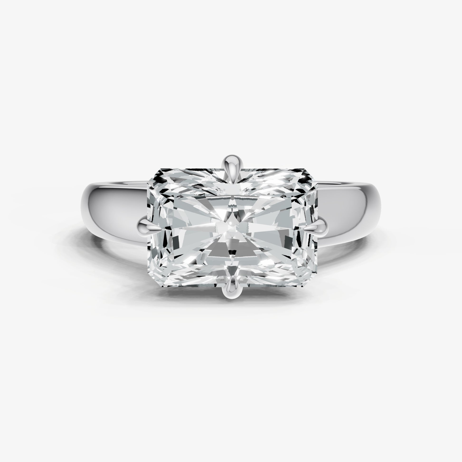 Radiant East-West Oval Compassss Set Engagement Ring