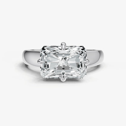 Radiant East-West Oval Compassss Set Engagement Ring