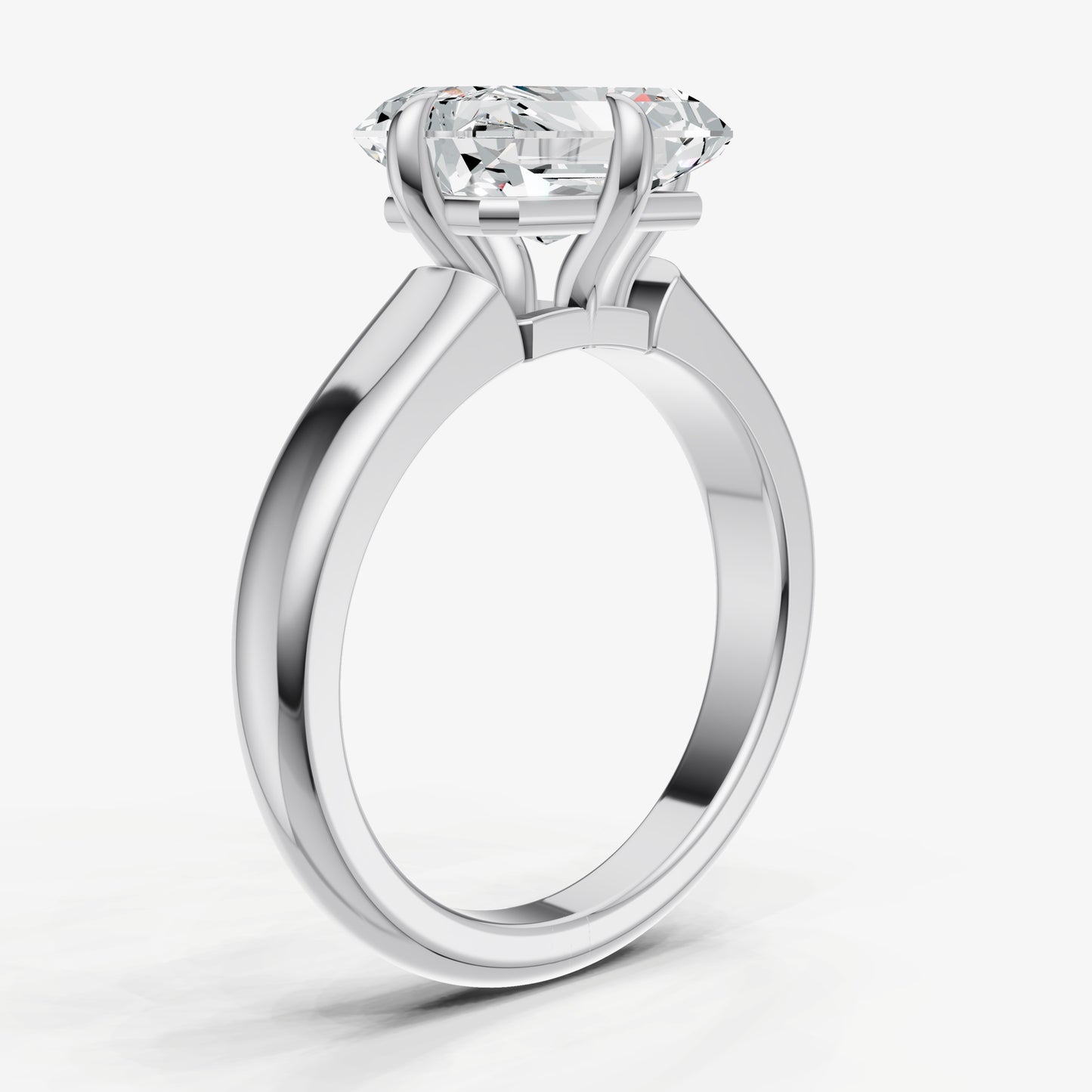 Radiant East-West Oval Compassss Set Engagement Ring