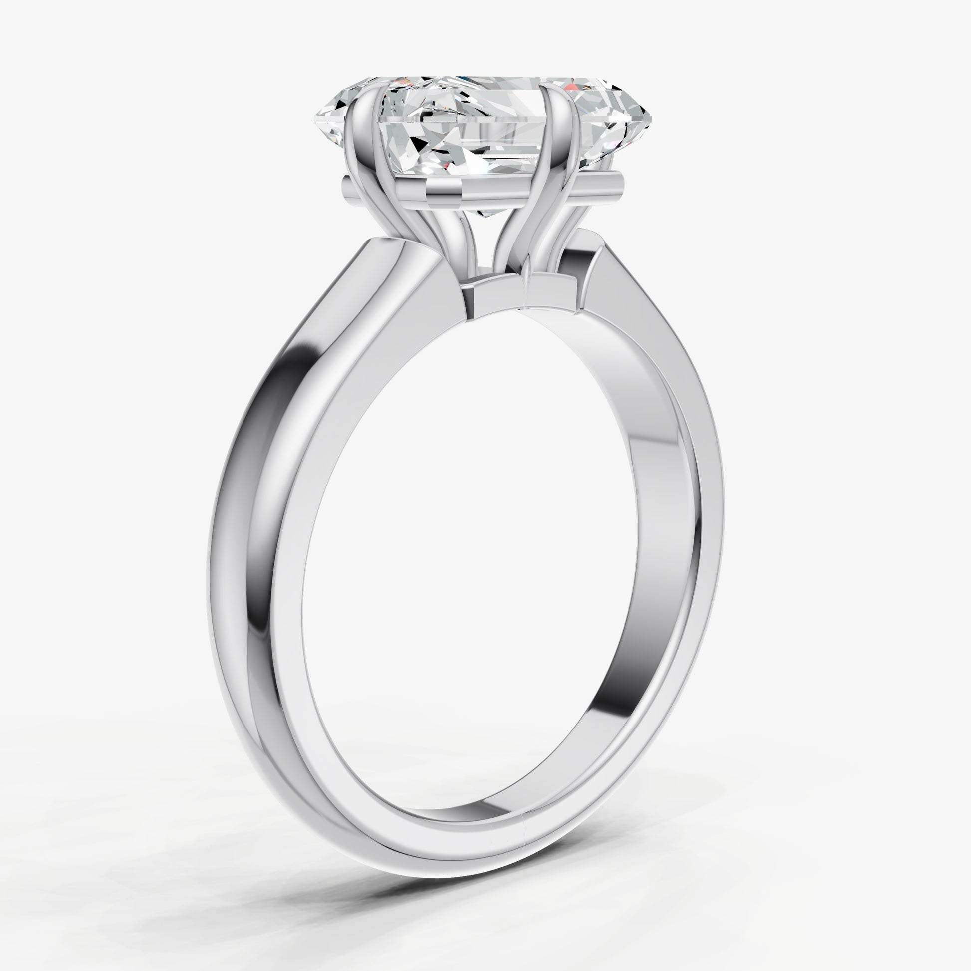 Radiant East-West Oval Compassss Set Engagement Ring