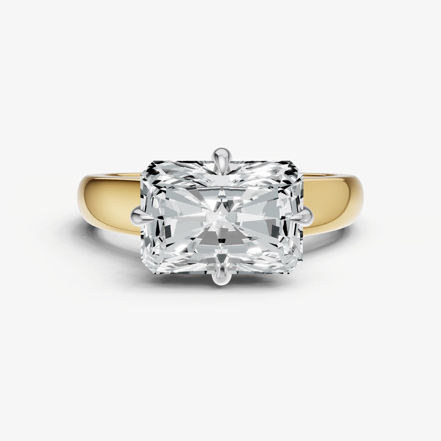 Radiant East-West Oval Compassss Set Engagement Ring