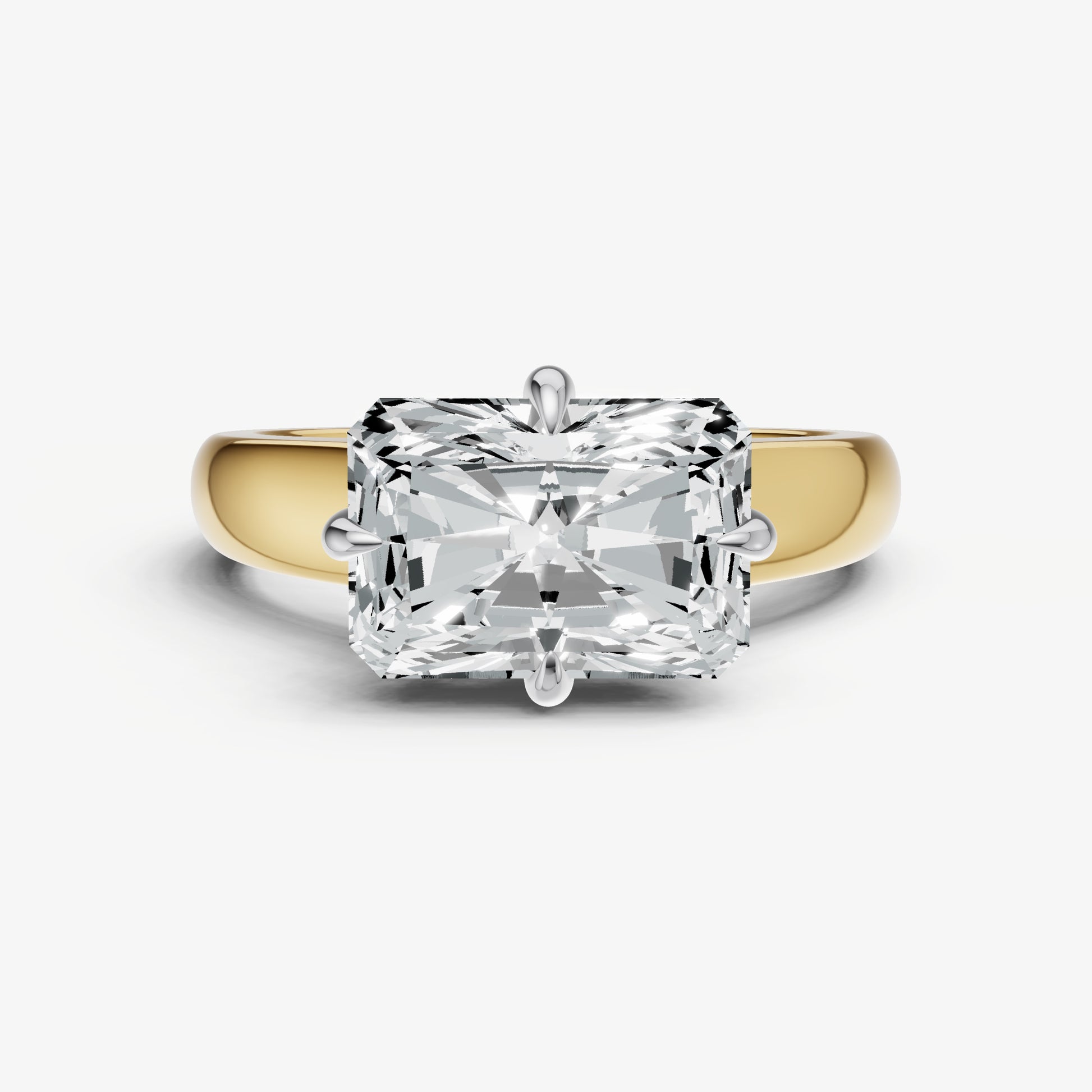 Radiant East-West Oval Compassss Set Engagement Ring