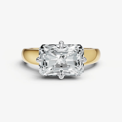 Radiant East-West Oval Compassss Set Engagement Ring