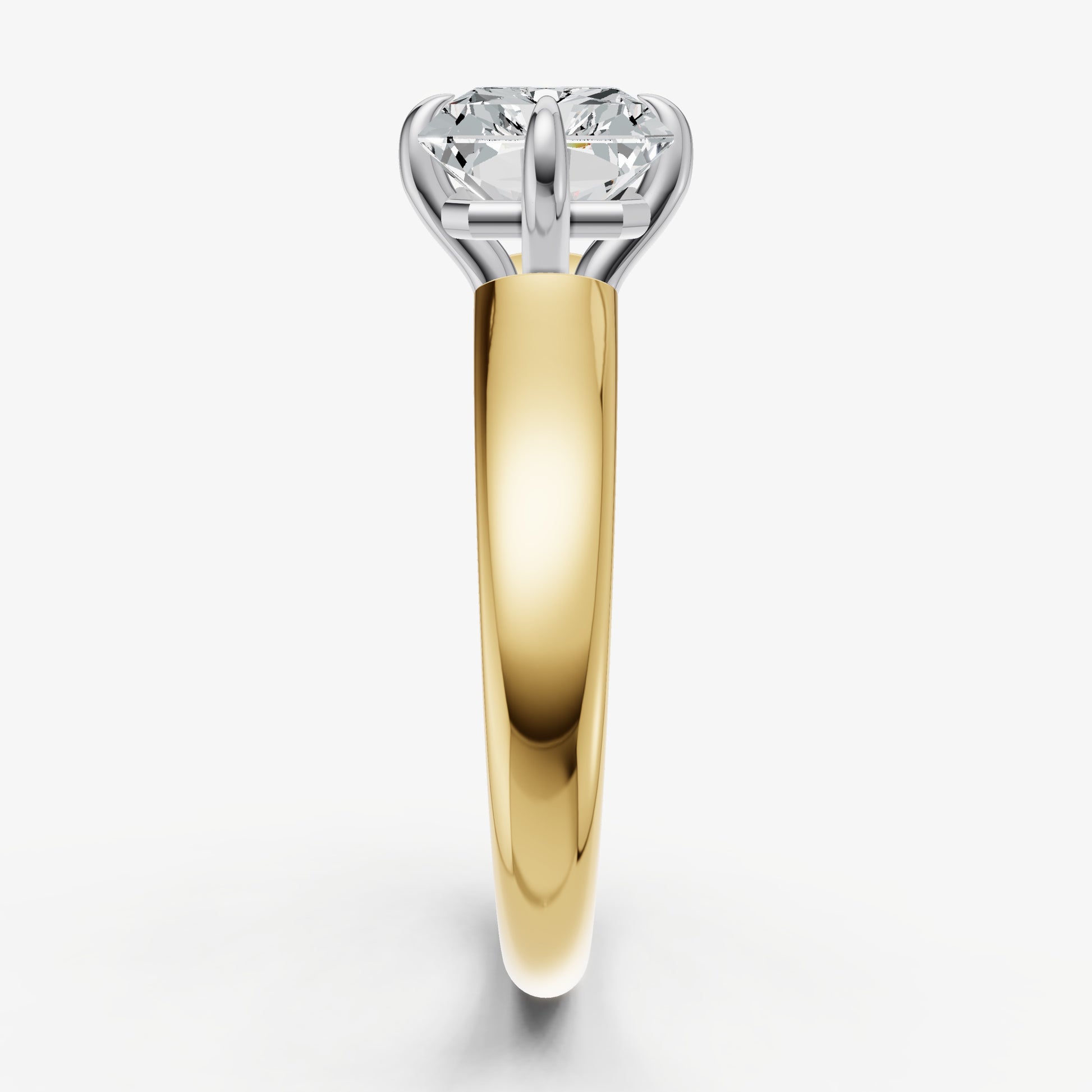 Radiant East-West Oval Compassss Set Engagement Ring
