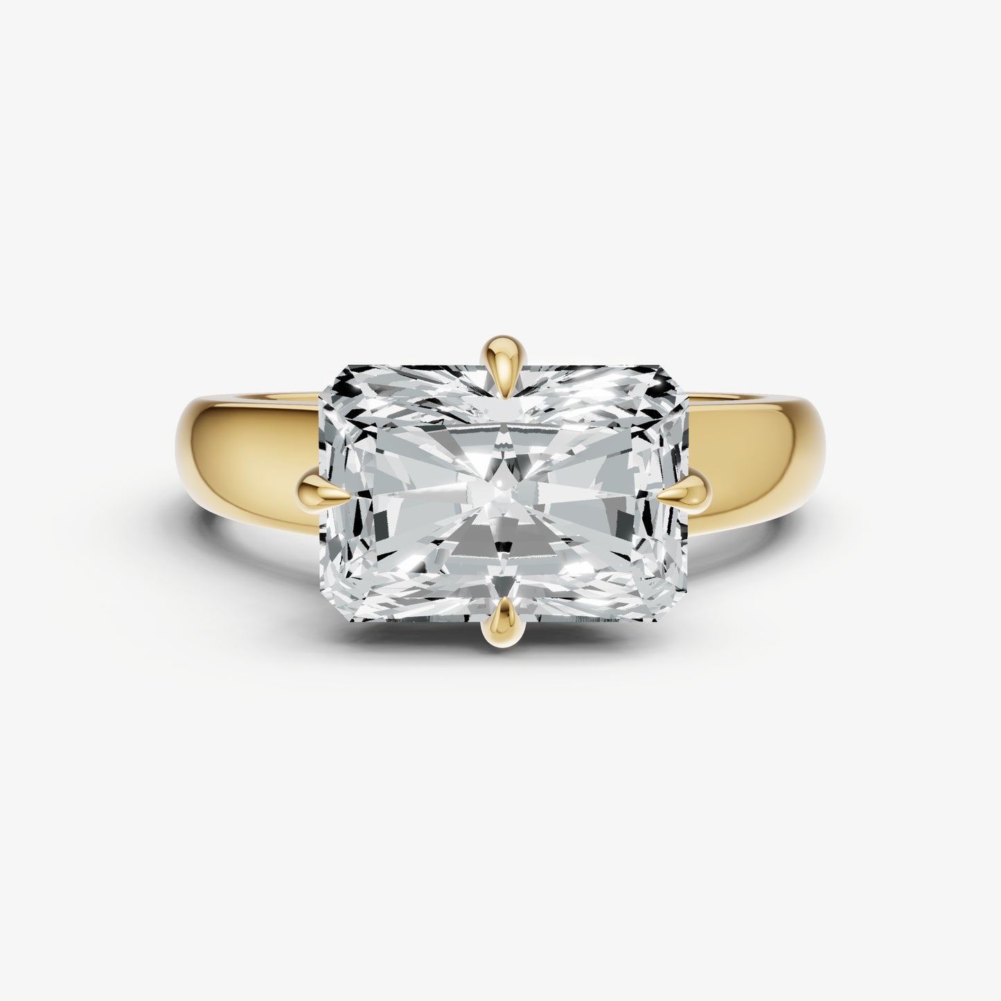 Radiant East-West Oval Compassss Set Engagement Ring