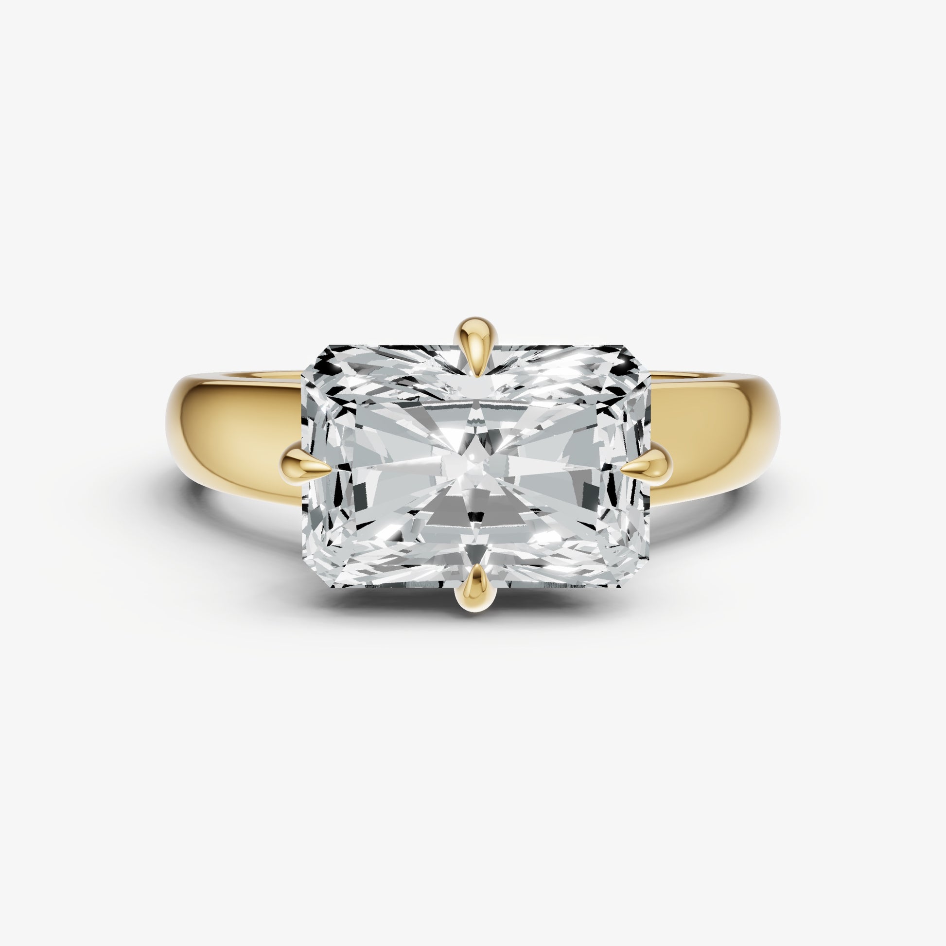 Radiant East-West Oval Compassss Set Engagement Ring