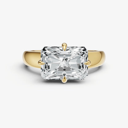 Radiant East-West Oval Compassss Set Engagement Ring