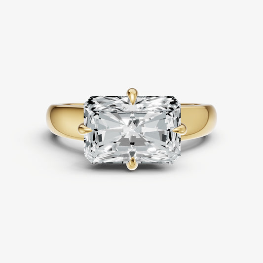 Radiant East-West Oval Compassss Set Engagement Ring