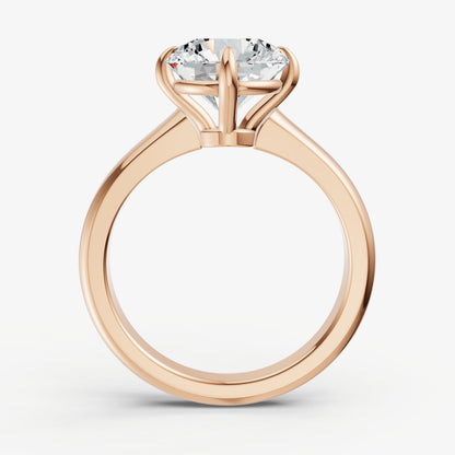 Round East-West Oval Compassss Set Engagement Ring
