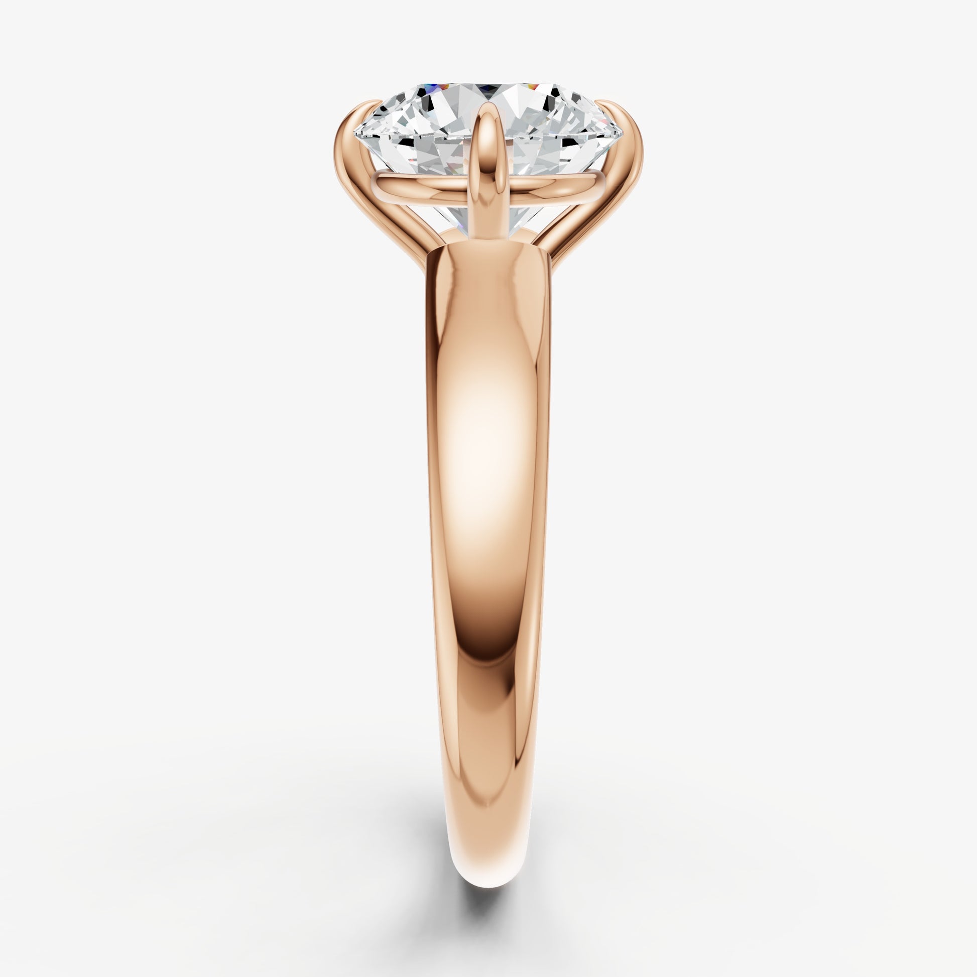 Round East-West Oval Compassss Set Engagement Ring