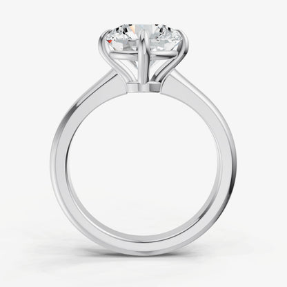 Round East-West Oval Compassss Set Engagement Ring