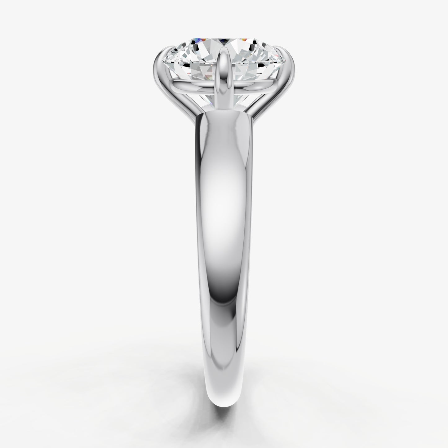 Round East-West Oval Compassss Set Engagement Ring