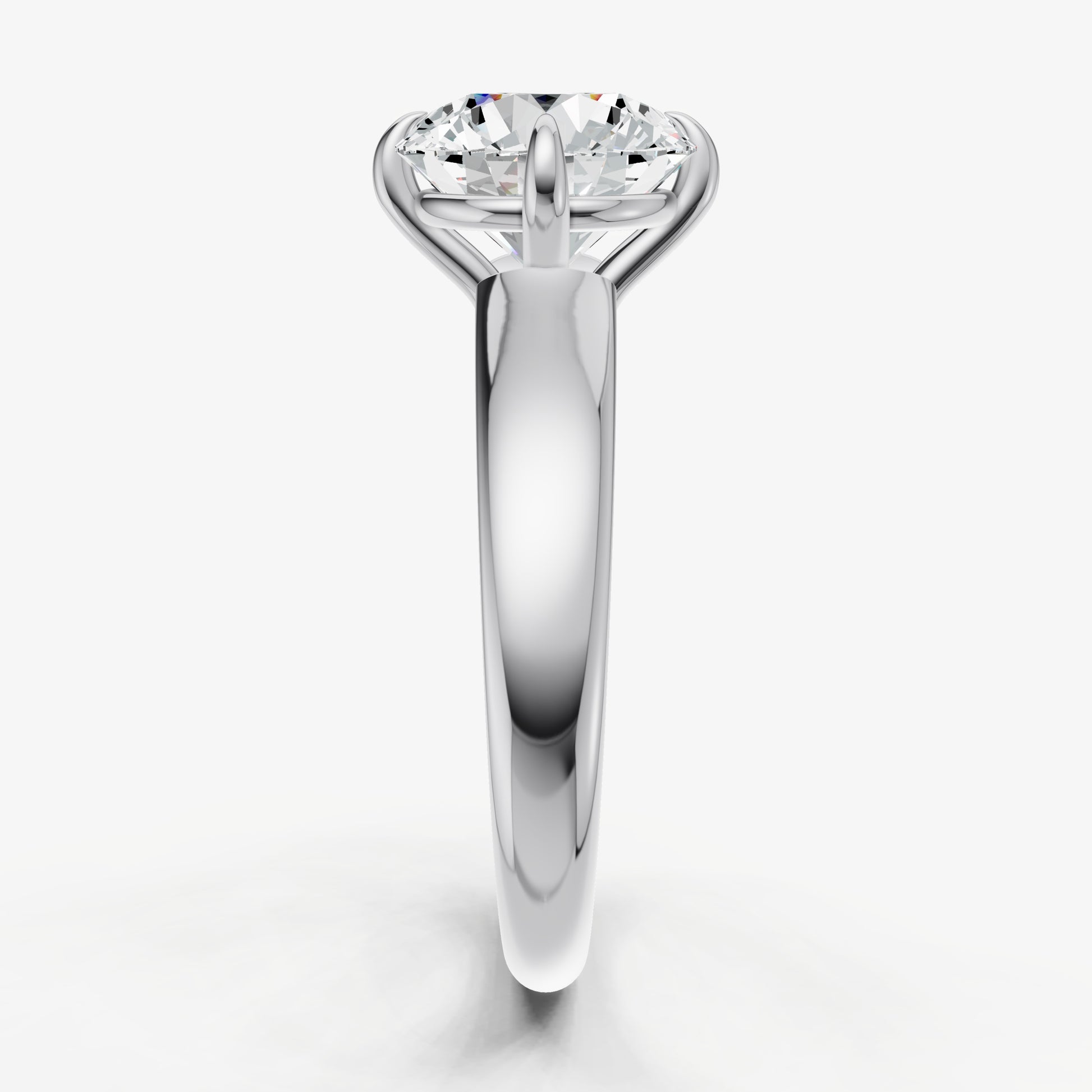 Round East-West Oval Compassss Set Engagement Ring