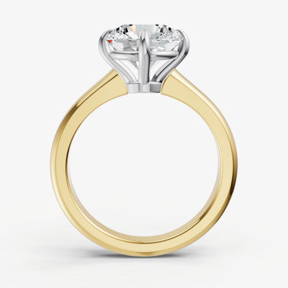 Round East-West Oval Compassss Set Engagement Ring