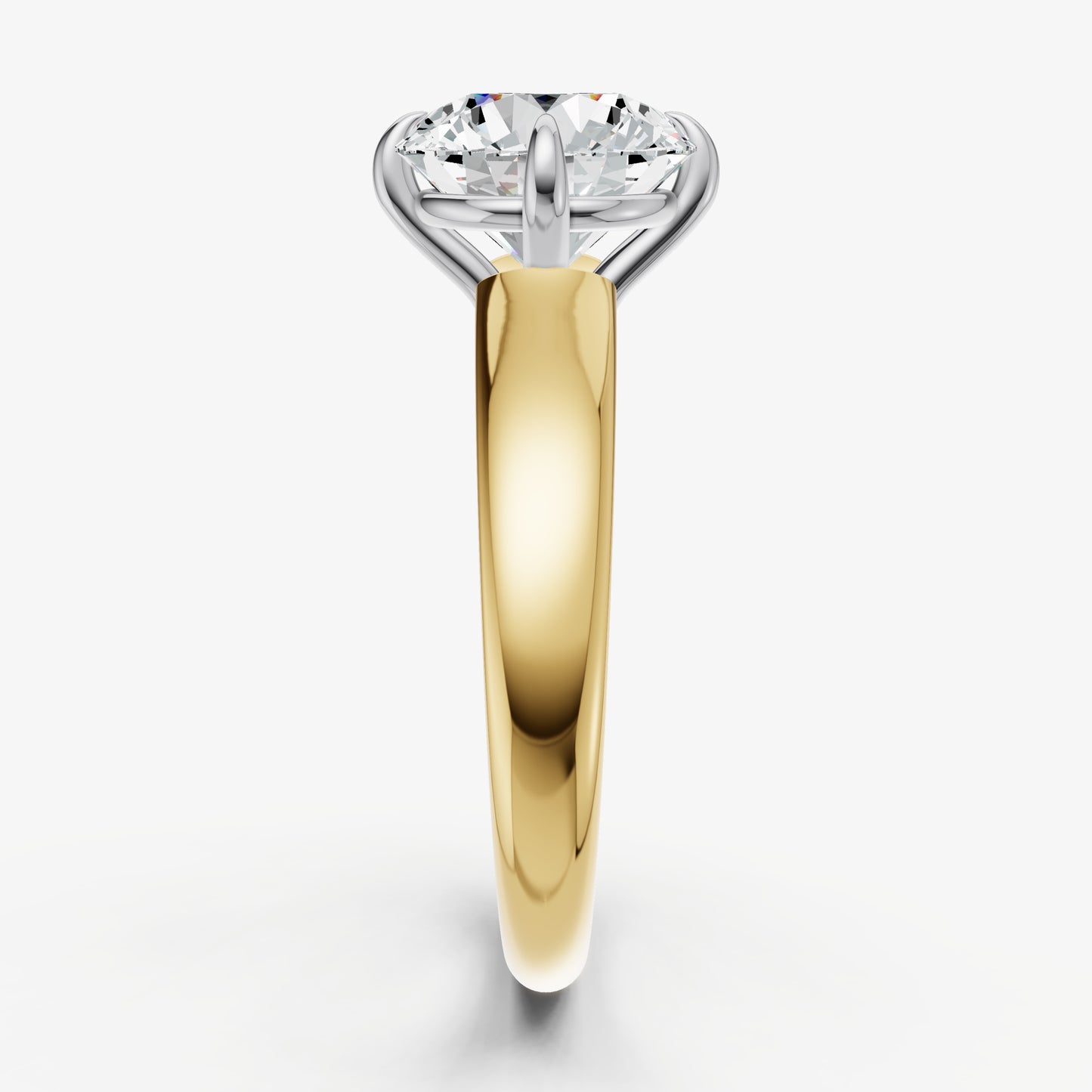 Round East-West Oval Compassss Set Engagement Ring