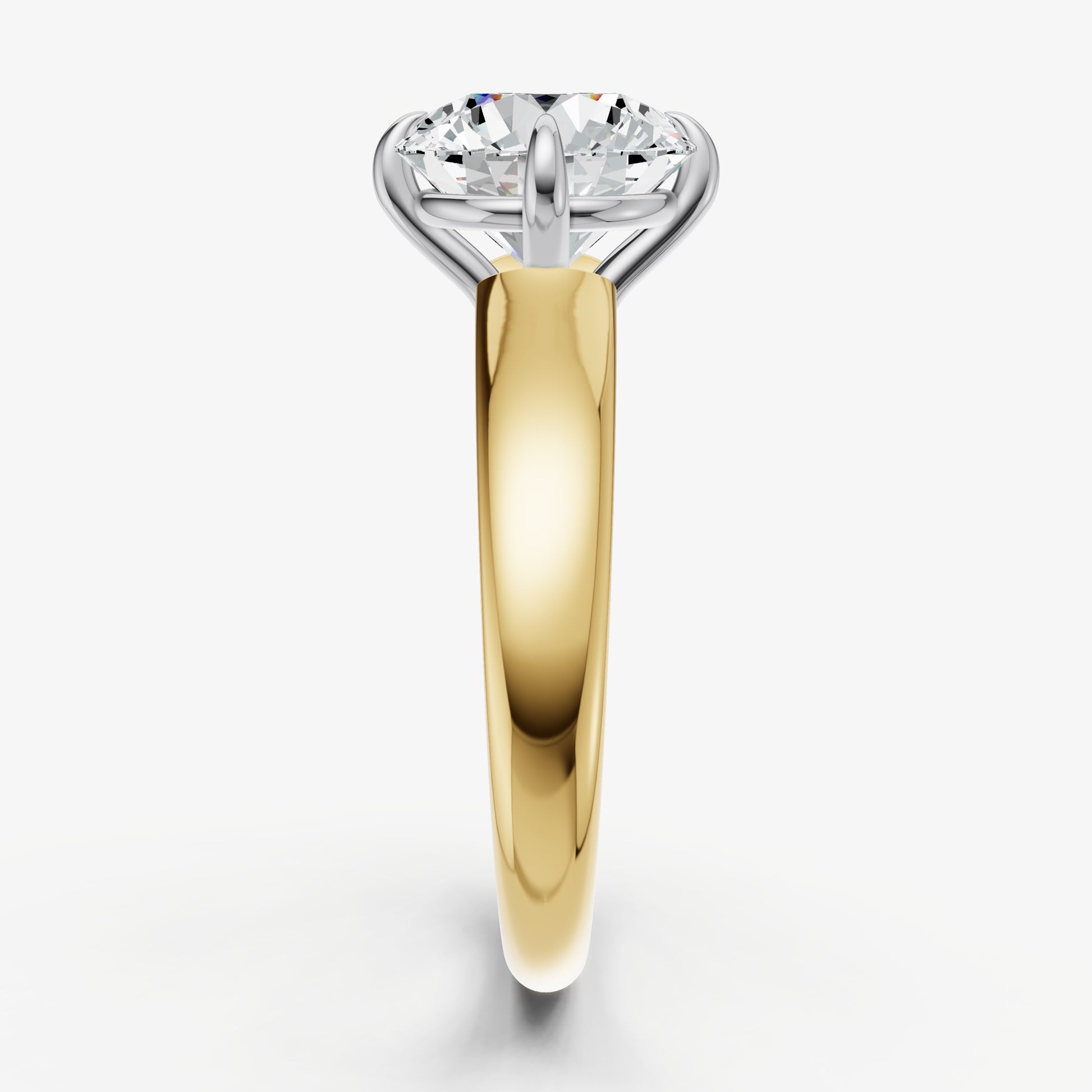 Round East-West Oval Compassss Set Engagement Ring