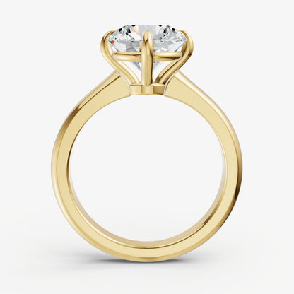 Round East-West Oval Compassss Set Engagement Ring