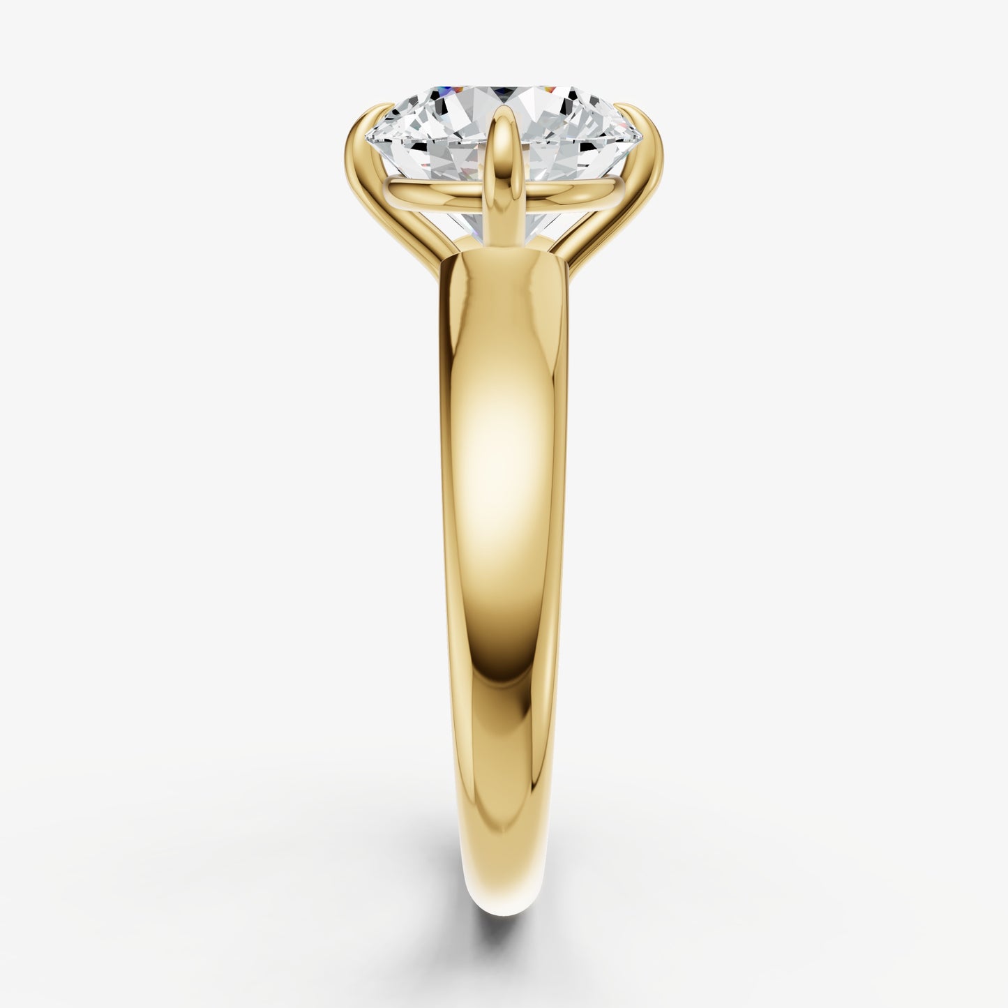 Round East-West Oval Compassss Set Engagement Ring