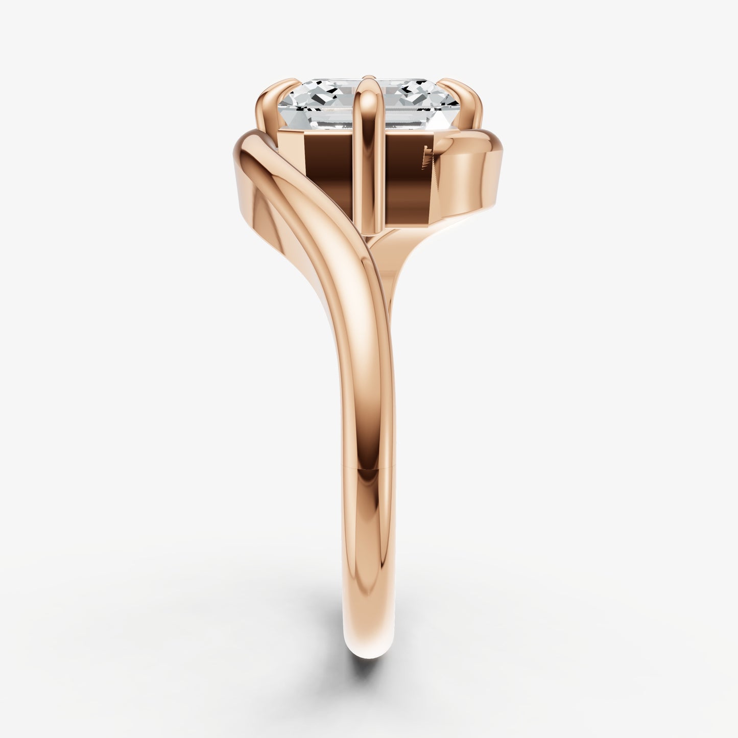 Asscher Bypass Oval Engagement Ring
