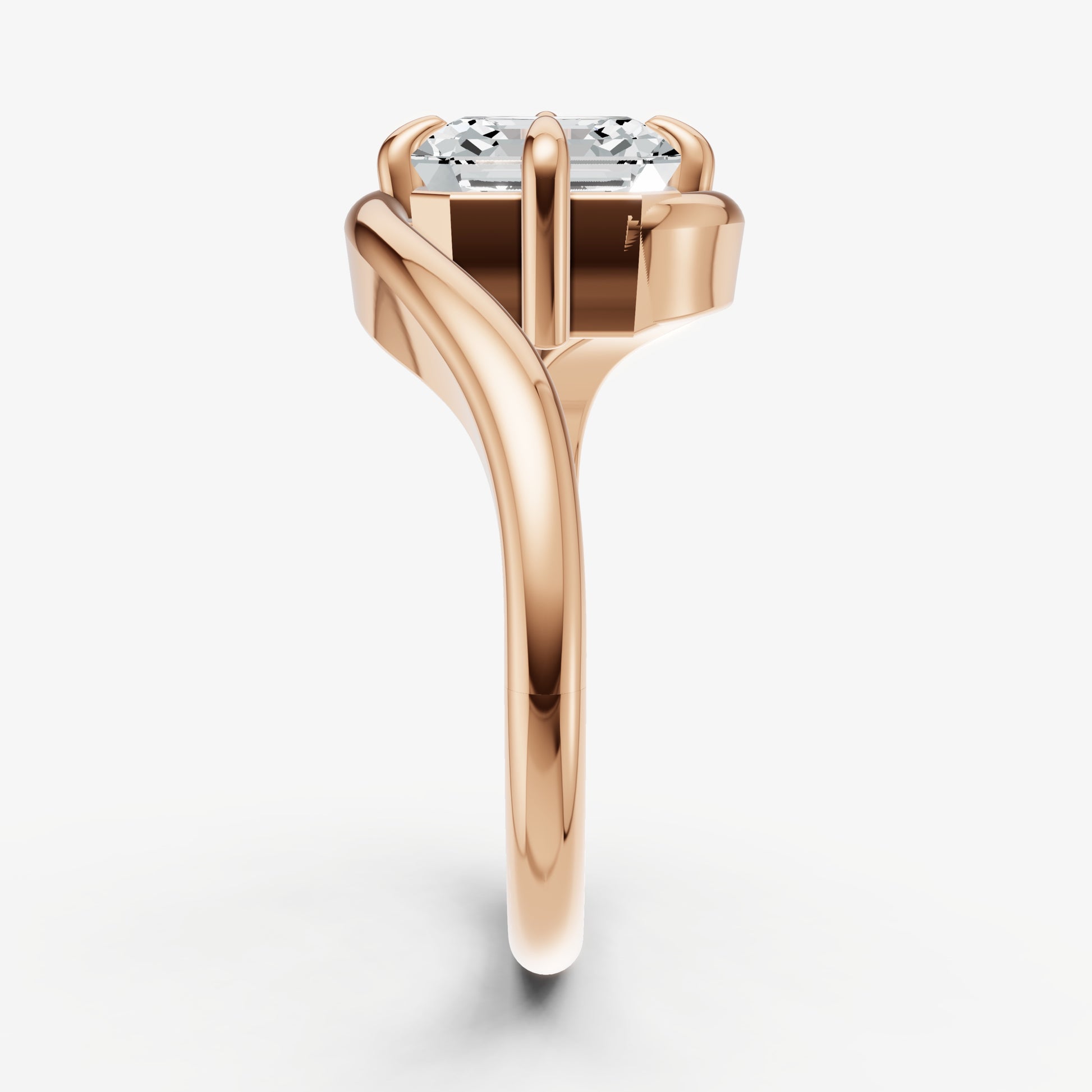 Asscher Bypass Oval Engagement Ring