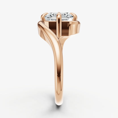 Asscher Bypass Oval Engagement Ring
