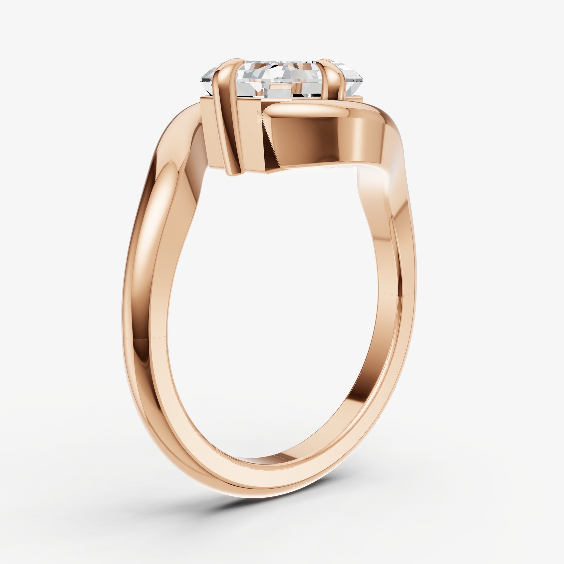 Asscher Bypass Oval Engagement Ring