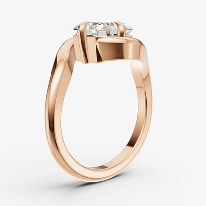 Asscher Bypass Oval Engagement Ring