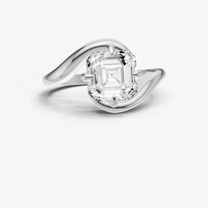 Asscher Bypass Oval Engagement Ring