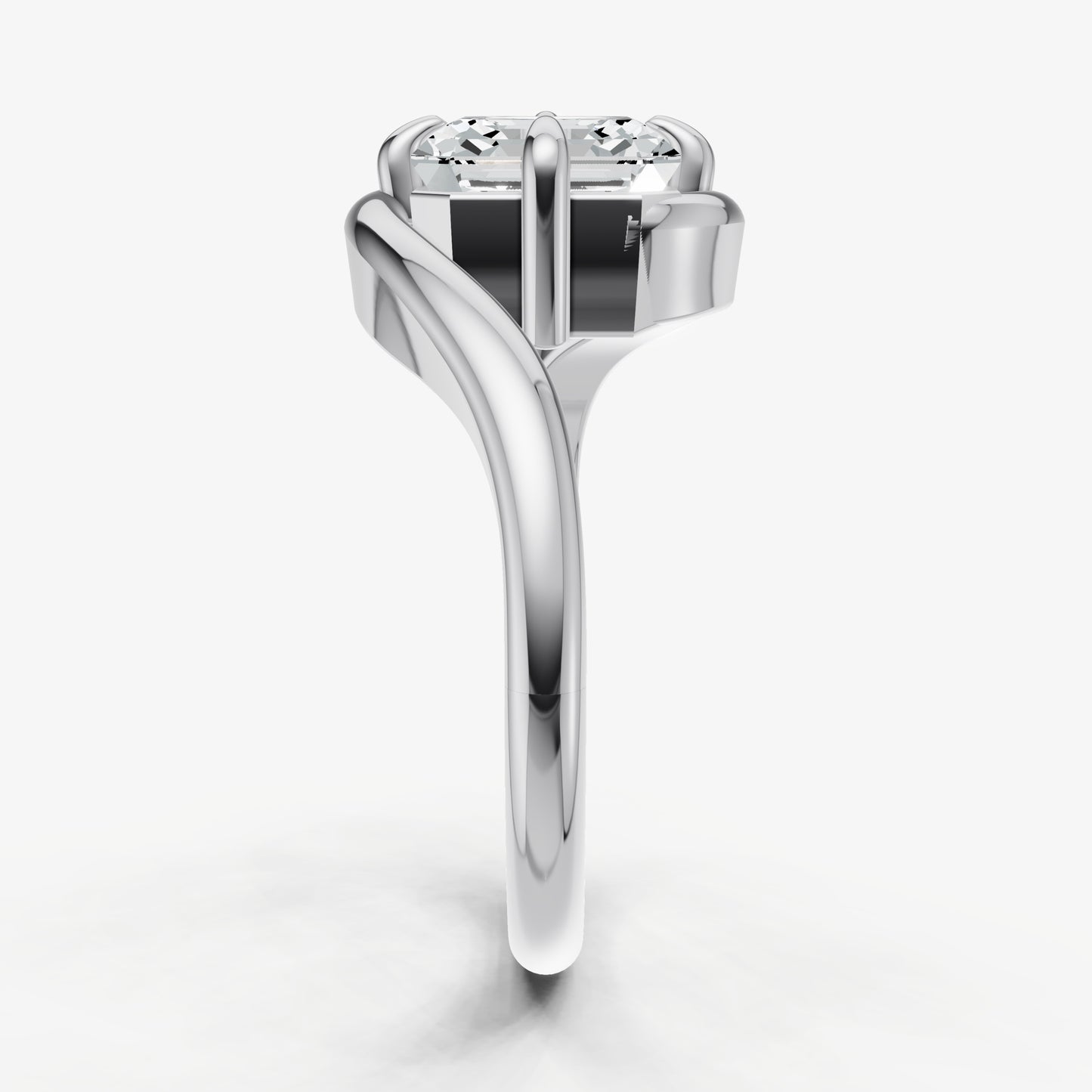 Asscher Bypass Oval Engagement Ring