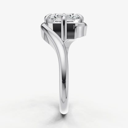 Asscher Bypass Oval Engagement Ring
