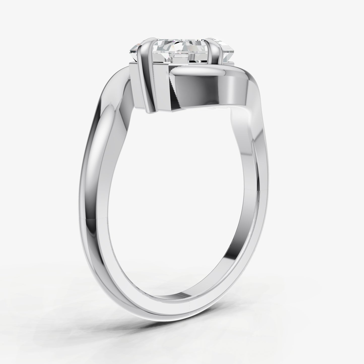 Asscher Bypass Oval Engagement Ring