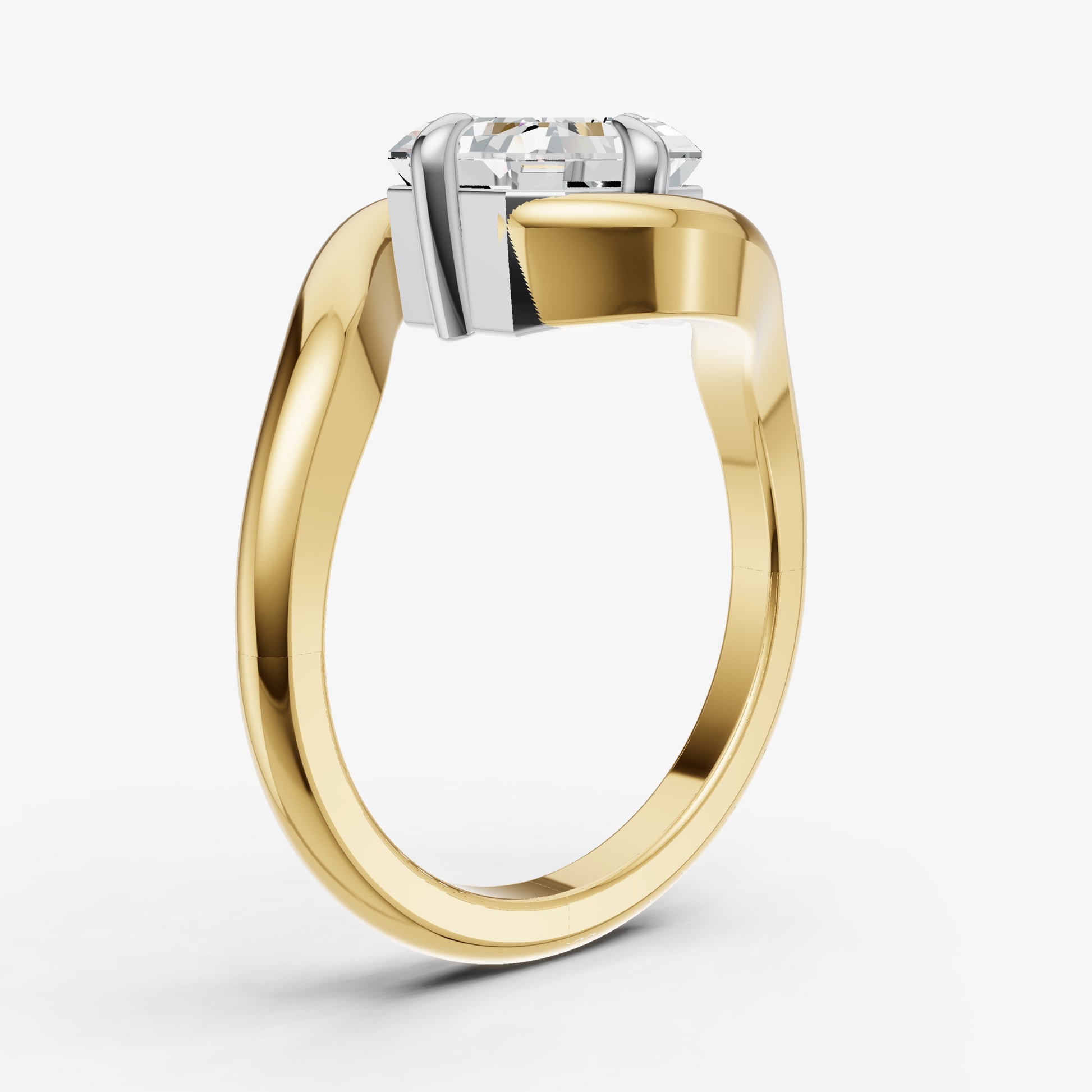 Asscher Bypass Oval Engagement Ring