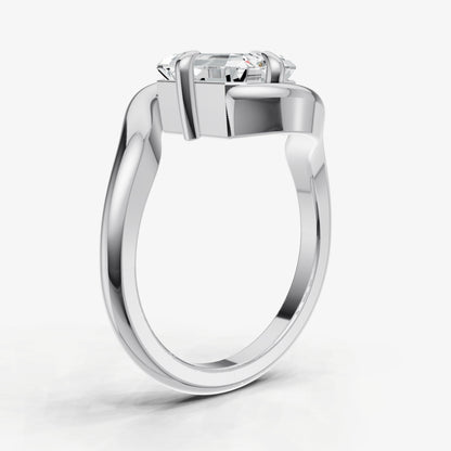Emerald Bypass Oval Engagement Ring