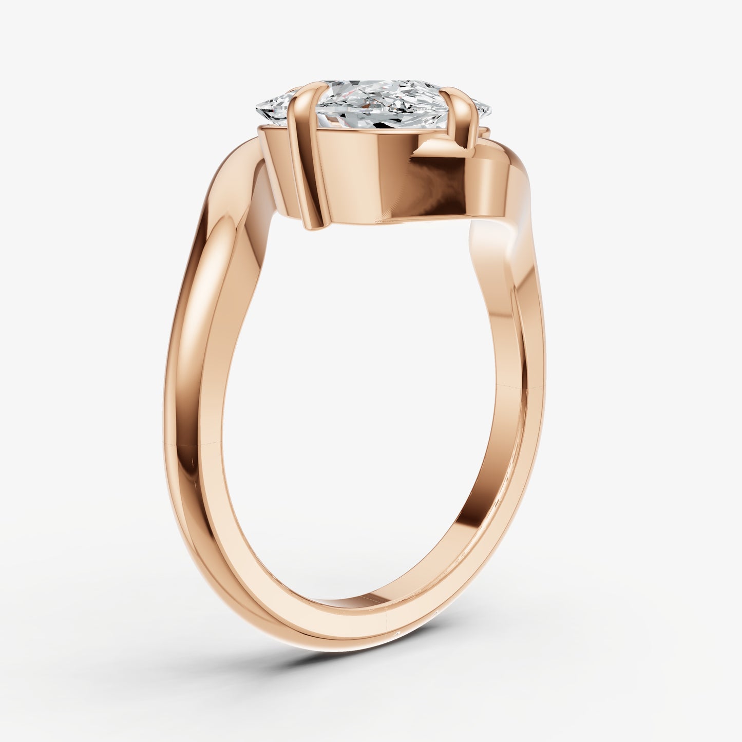Elongated Cushion Bypass Oval Engagement Ring